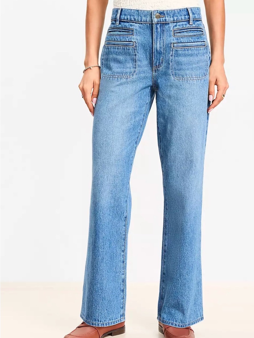 LOFT  Relaxed Straight Jeans Mid Vintage Wash Size 29/8 High Rise - Picture 2 of 11